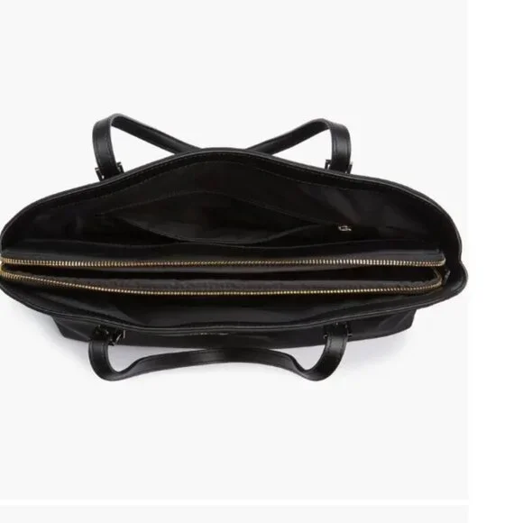 Kate Spade Large Laptop Tote Womens Black Nylon Leather Shoulder Bag Marybeth
